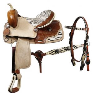 Double T barrel style saddle with matching headstall and breast collar