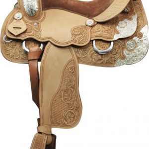 Double T Show Saddle with padded suede leather seat.
